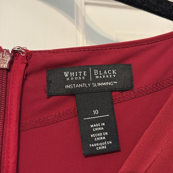 White House Black Market Red Asymmetrical Tiered Bodycon Dress - size 10 - Picture 2 of 5